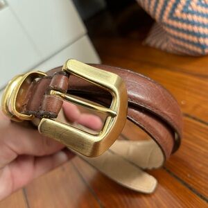 Vintage Brown Leather Belt with Gold Buckle